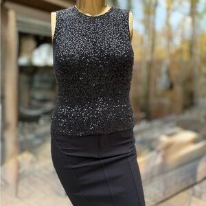 NWOT~Classiques Entier Black Sequin Knit Top